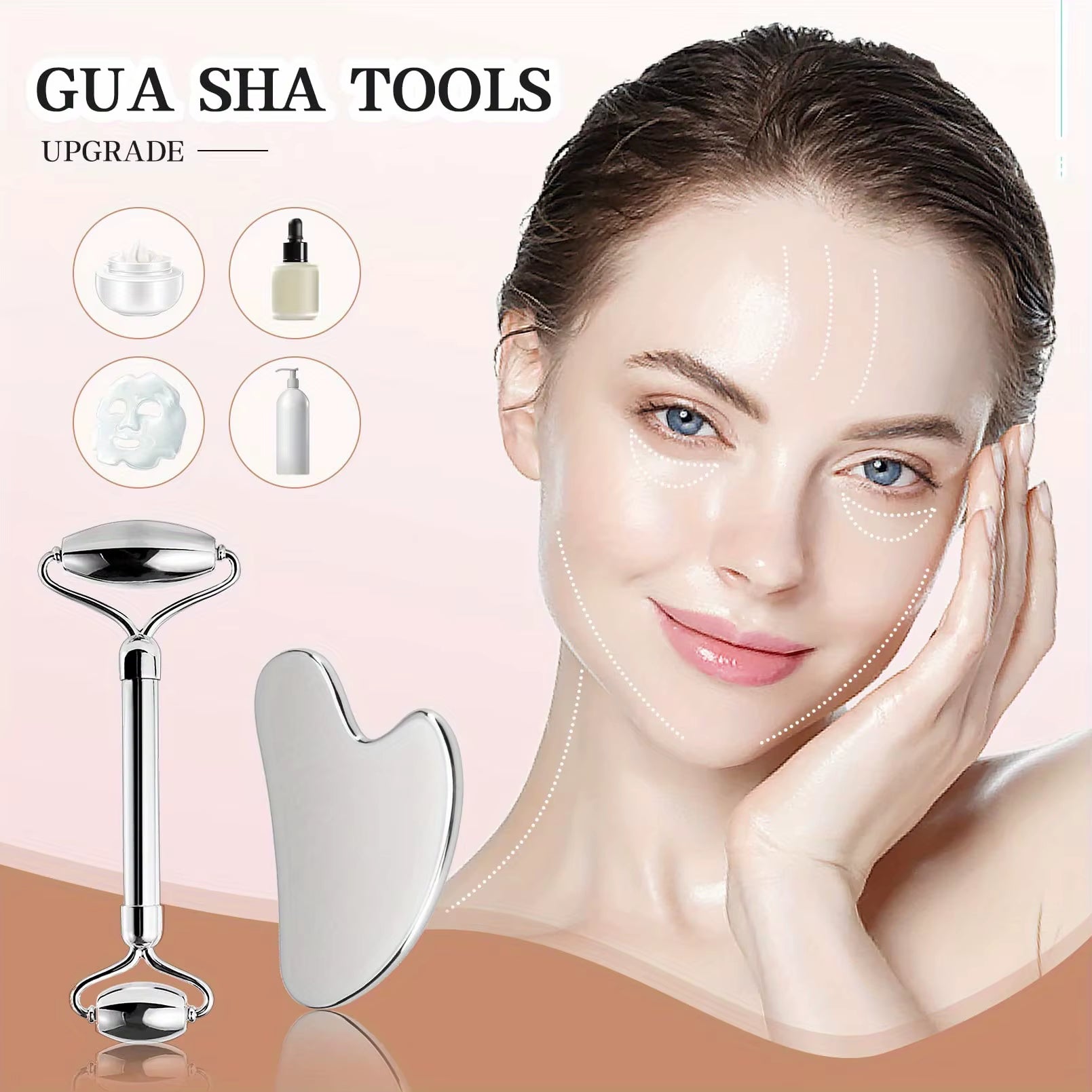 Luxury Ice Roller & Gua Sha Set – Refreshing Facial Massage Tools for Radiant, Lifted Skin 1/2/3 Pcs, Gift (Cloth Bag)