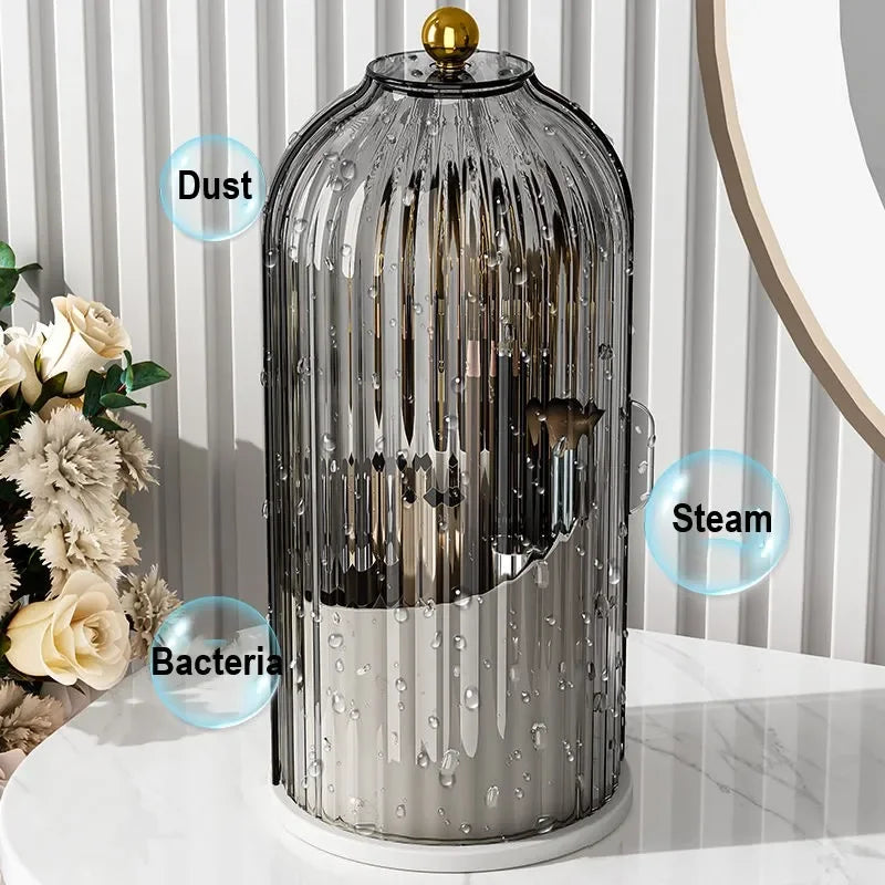 360° Rotary Makeup Brush Holder with Cover Luxury Cosmetics Lipstick Eyebrow Pencil Holder Eye Shadow Storage Box