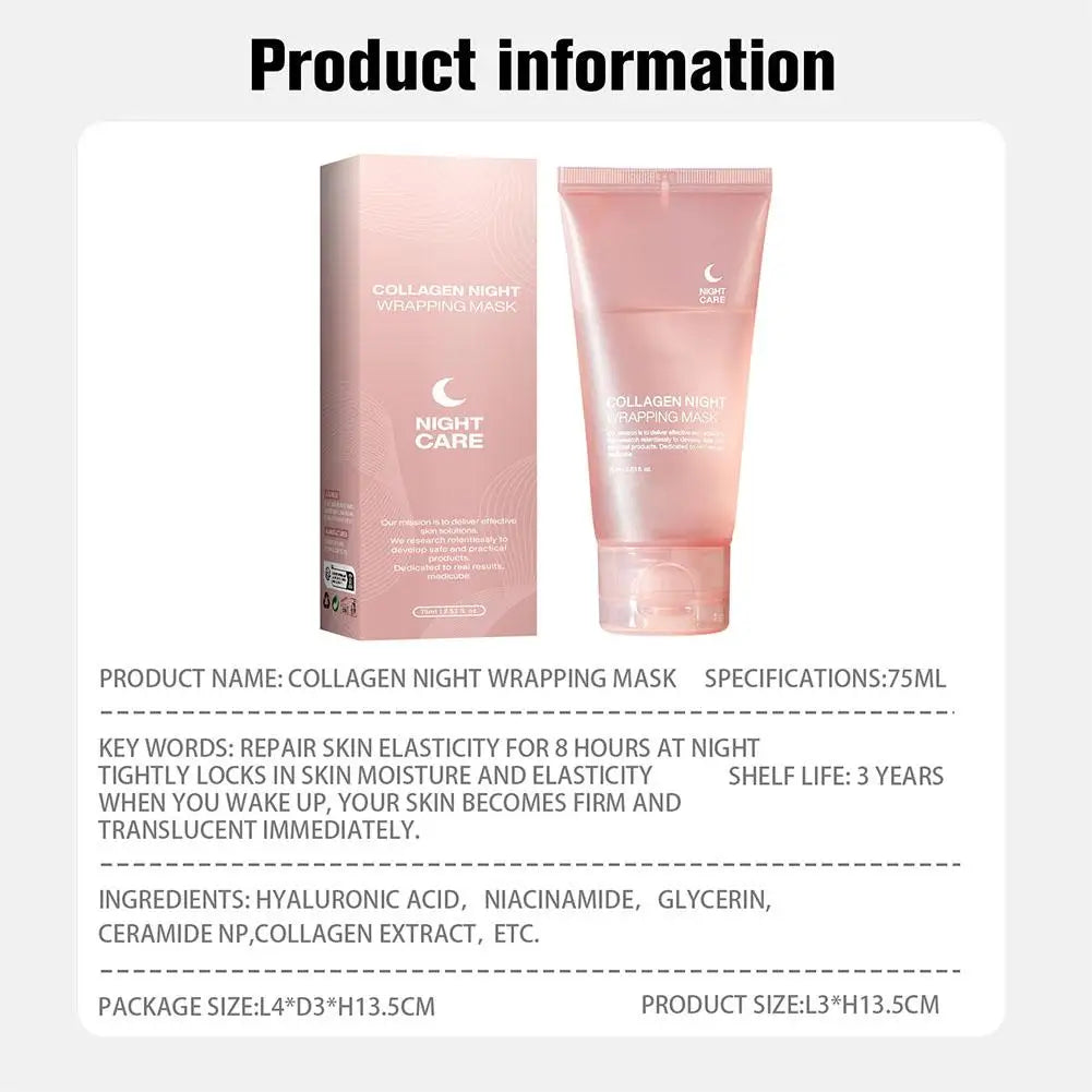 75ml Collagen Peel-Off Mask – Moisturizing & Firming Night Gel for Deep Cleansing, Wrinkle Repair, and Skin Care