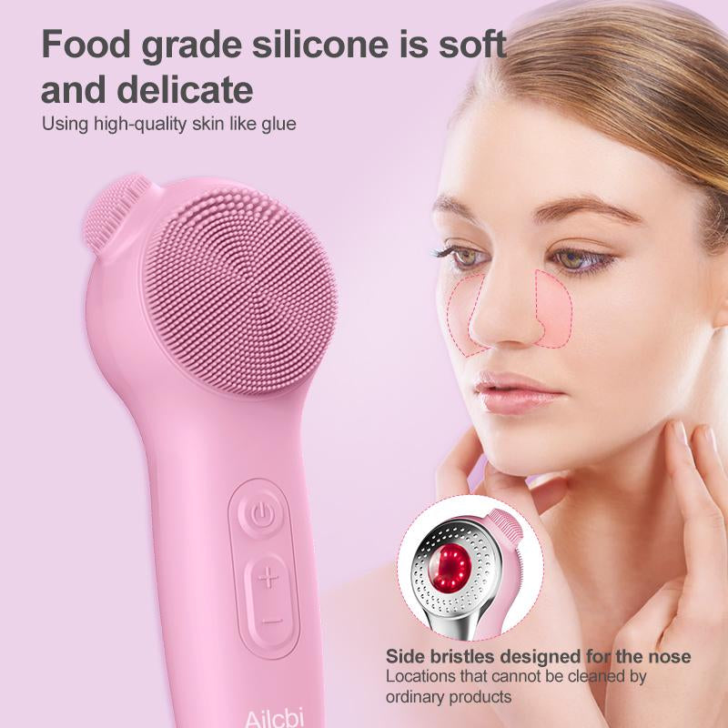 Electric Facial Cleansing Brush – Waterproof Silicone Face Massager with Sonic Vibration & USB Recharge