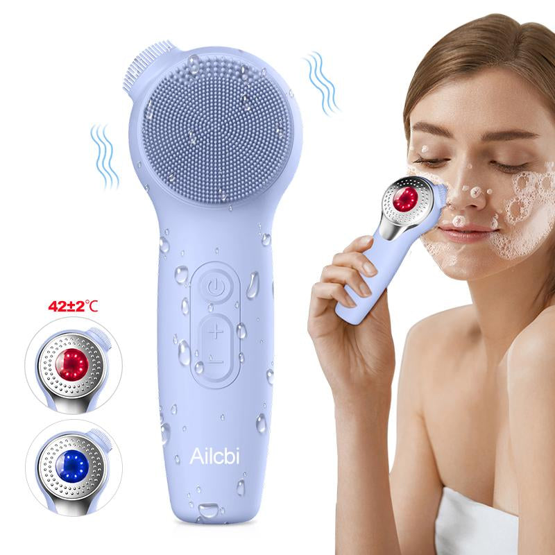 Electric Facial Cleansing Brush – Waterproof Silicone Face Massager with Sonic Vibration & USB Recharge