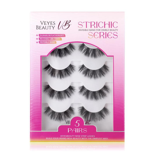 VEYESBEAUTY Boldbloom Strip Lashes Fluffy Voluminous and Natural 3D Layered Invisible Band Reusable Easy Application for Beginners & Experienced