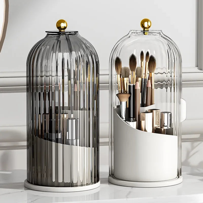 360° Rotary Makeup Brush Holder with Cover Luxury Cosmetics Lipstick Eyebrow Pencil Holder Eye Shadow Storage Box