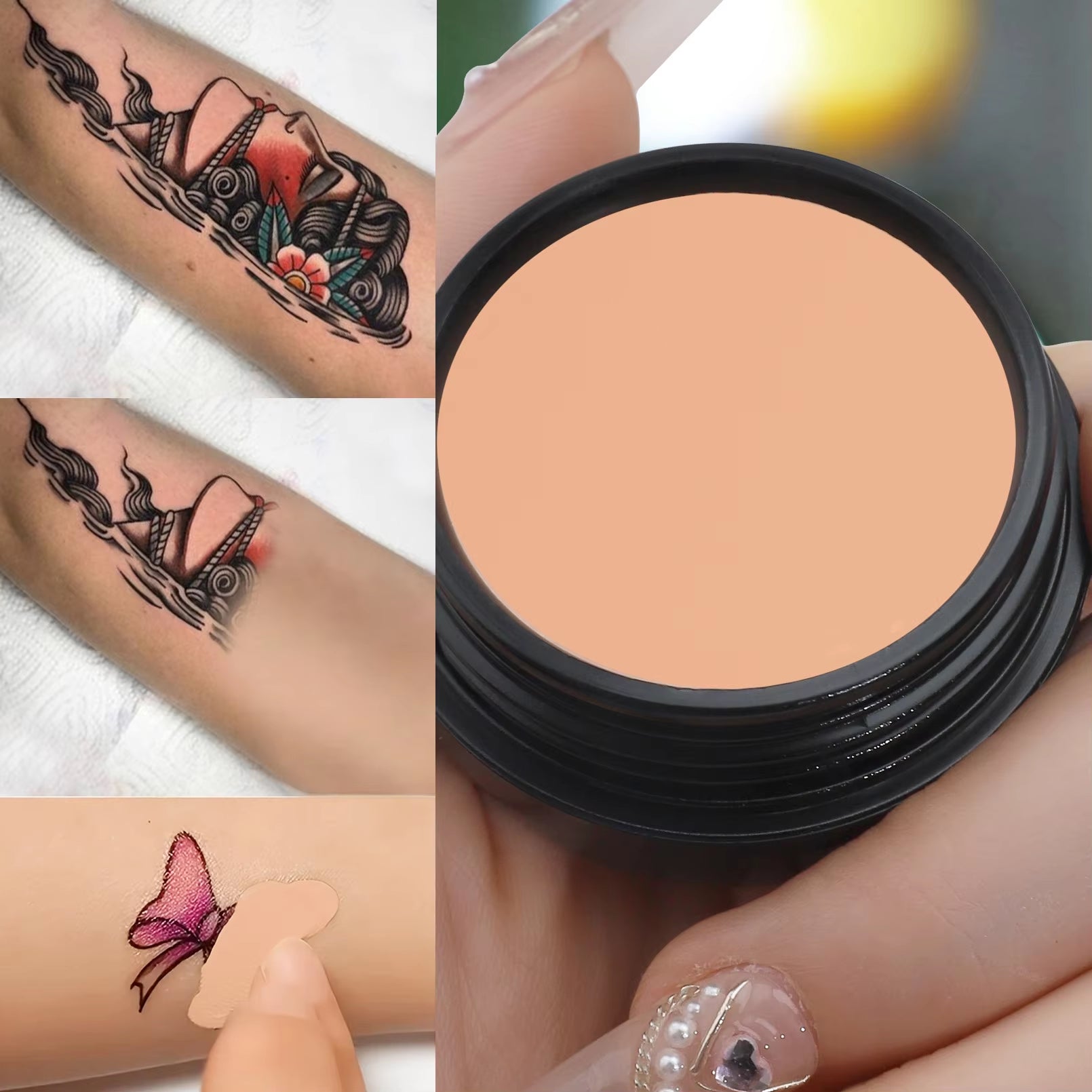 Waterproof Full-Coverage Concealer – Tattoo & Scar Camouflage | Natural-Finish Foundation for All Skin Tones
