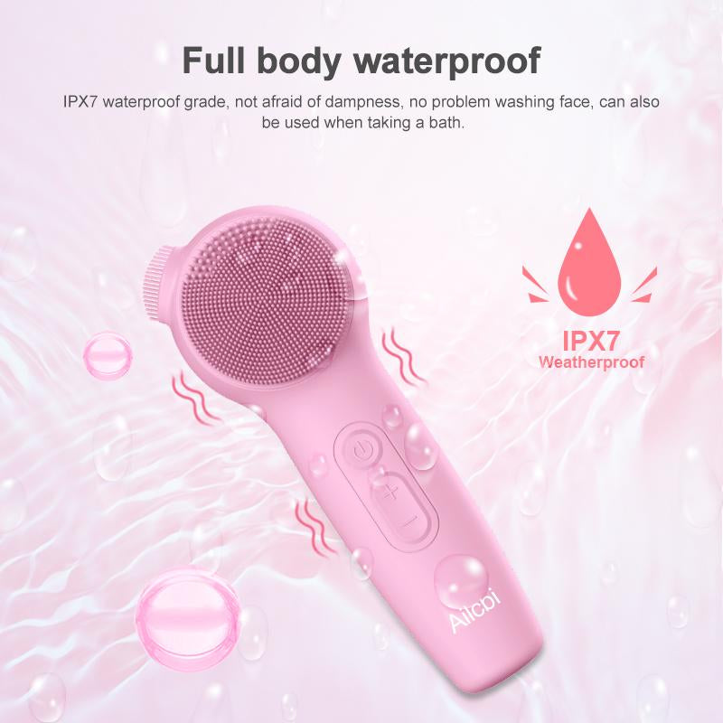 Electric Facial Cleansing Brush – Waterproof Silicone Face Massager with Sonic Vibration & USB Recharge
