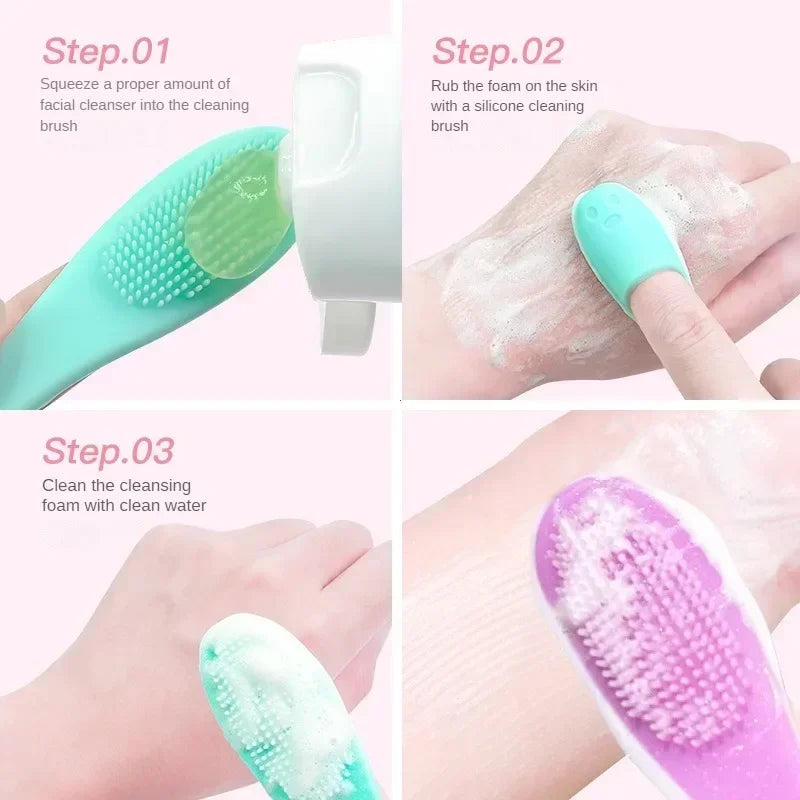 Silicone Nose Brush – Double-Sided Facial Pore Cleaner & Blackhead Remover, Portable Massage Scrub Tool