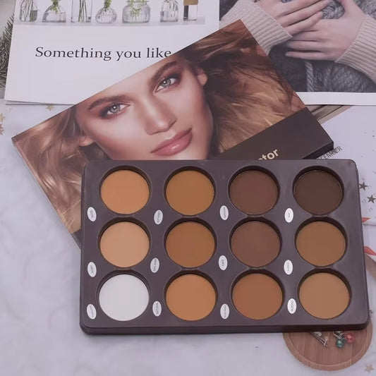 New 12-Color Matte Makeup Palette – Long-Lasting Waterproof Face & Foundation Shades | Natural White to Brown Cosmetics for Women