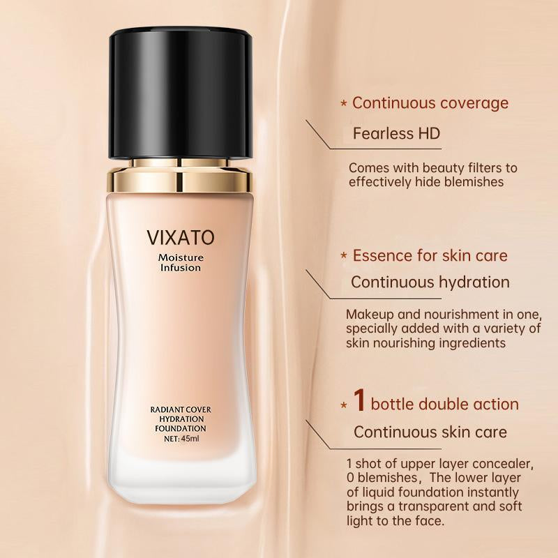 VIXATO 4-in-1 Liquid Foundation & Concealer – Full Coverage, Long-Lasting, Waterproof & Hydrating