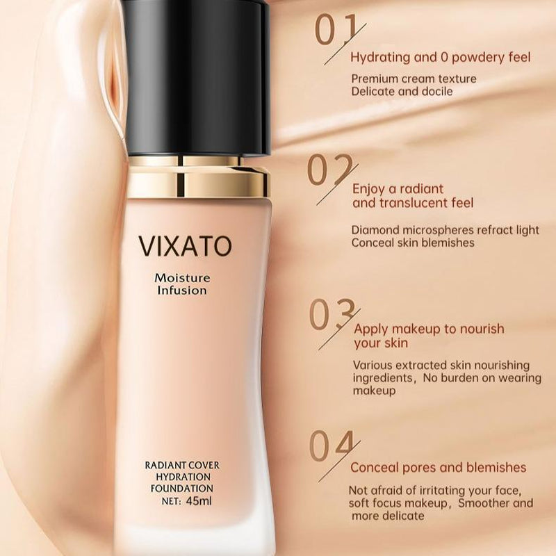 VIXATO 4-in-1 Liquid Foundation & Concealer – Full Coverage, Long-Lasting, Waterproof & Hydrating