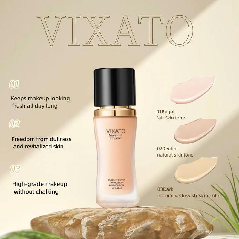 VIXATO 4-in-1 Liquid Foundation & Concealer – Full Coverage, Long-Lasting, Waterproof & Hydrating