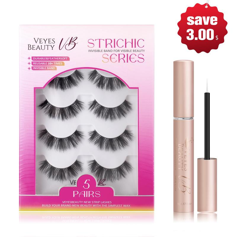 VEYESBEAUTY Boldbloom Strip Lashes Fluffy Voluminous and Natural 3D Layered Invisible Band Reusable Easy Application for Beginners & Experienced