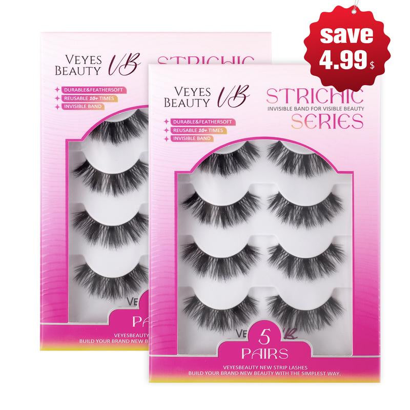 VEYESBEAUTY Boldbloom Strip Lashes Fluffy Voluminous and Natural 3D Layered Invisible Band Reusable Easy Application for Beginners & Experienced