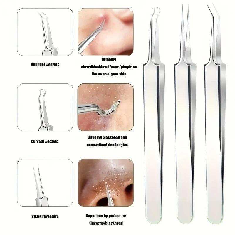 Blackhead Remover Tool Kit – 15 PCS Professional Pimple Popper & Acne Extractor Set, Premium Stainless Steel Blemish Removal Tools with Metal Storage Case