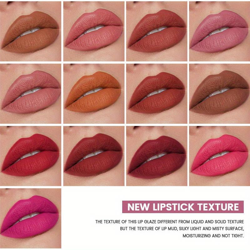 Lip Gloss 13Color Waterproof Matte Velvet Lip Tint - Long-Lasting, 5 Shade Families (Reds, Nudes, Browns, Oranges, Pinks), Smooth Liquid Formula, Rich Pigmentation, Ideal for Daily Makeup & Valentine'S Gift Gloss Lipgloss Lipstick Cosmetic