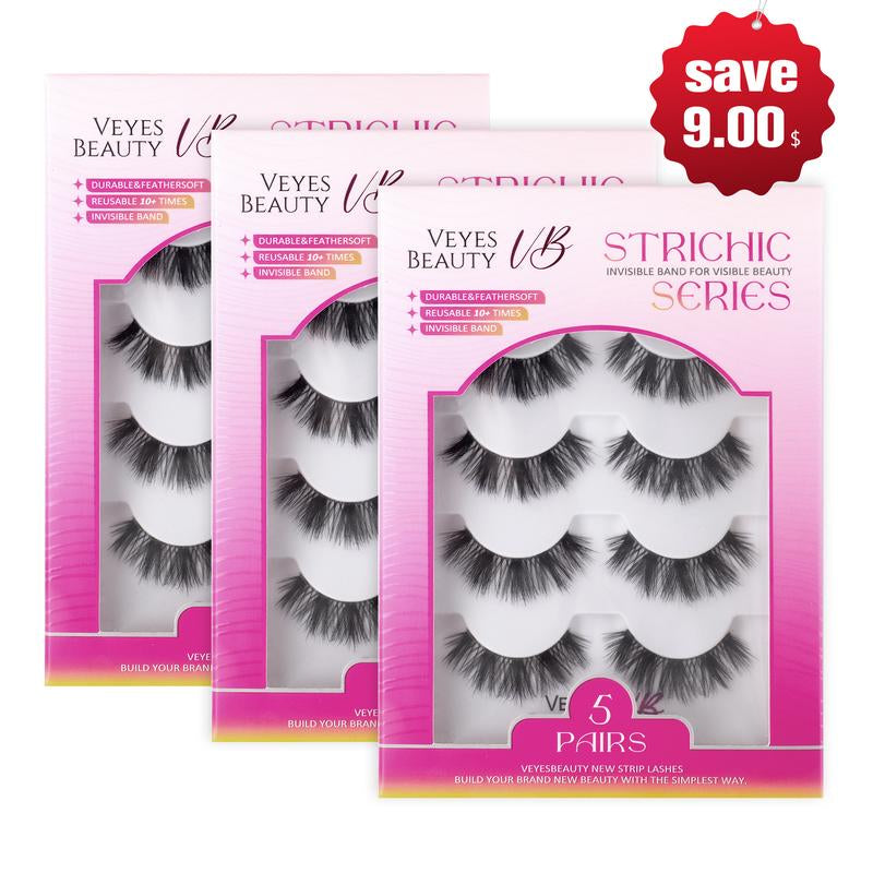 VEYESBEAUTY Boldbloom Strip Lashes Fluffy Voluminous and Natural 3D Layered Invisible Band Reusable Easy Application for Beginners & Experienced